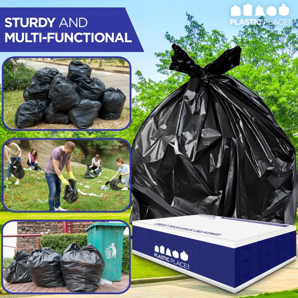 Heavy Duty Black 40-45 Gallon Trash Bags 100 Count 1.5 Mil K159136