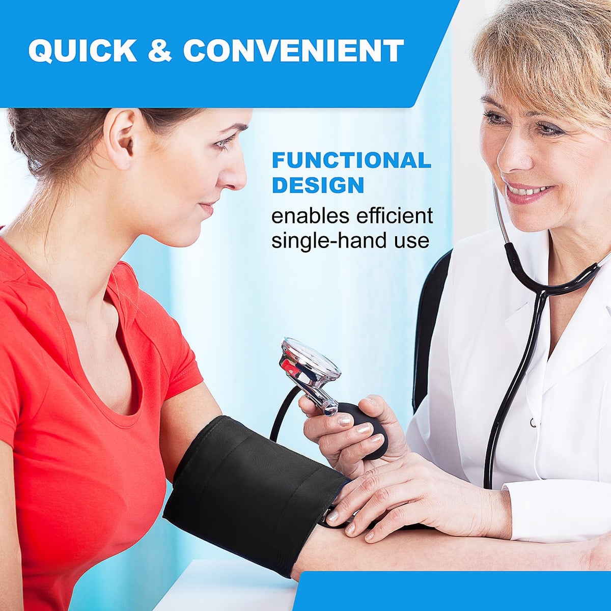 Aneroid Sphygmomanometer and Blood Pressure Cuff Set with 5 Sized Nylon Cuffs U30073