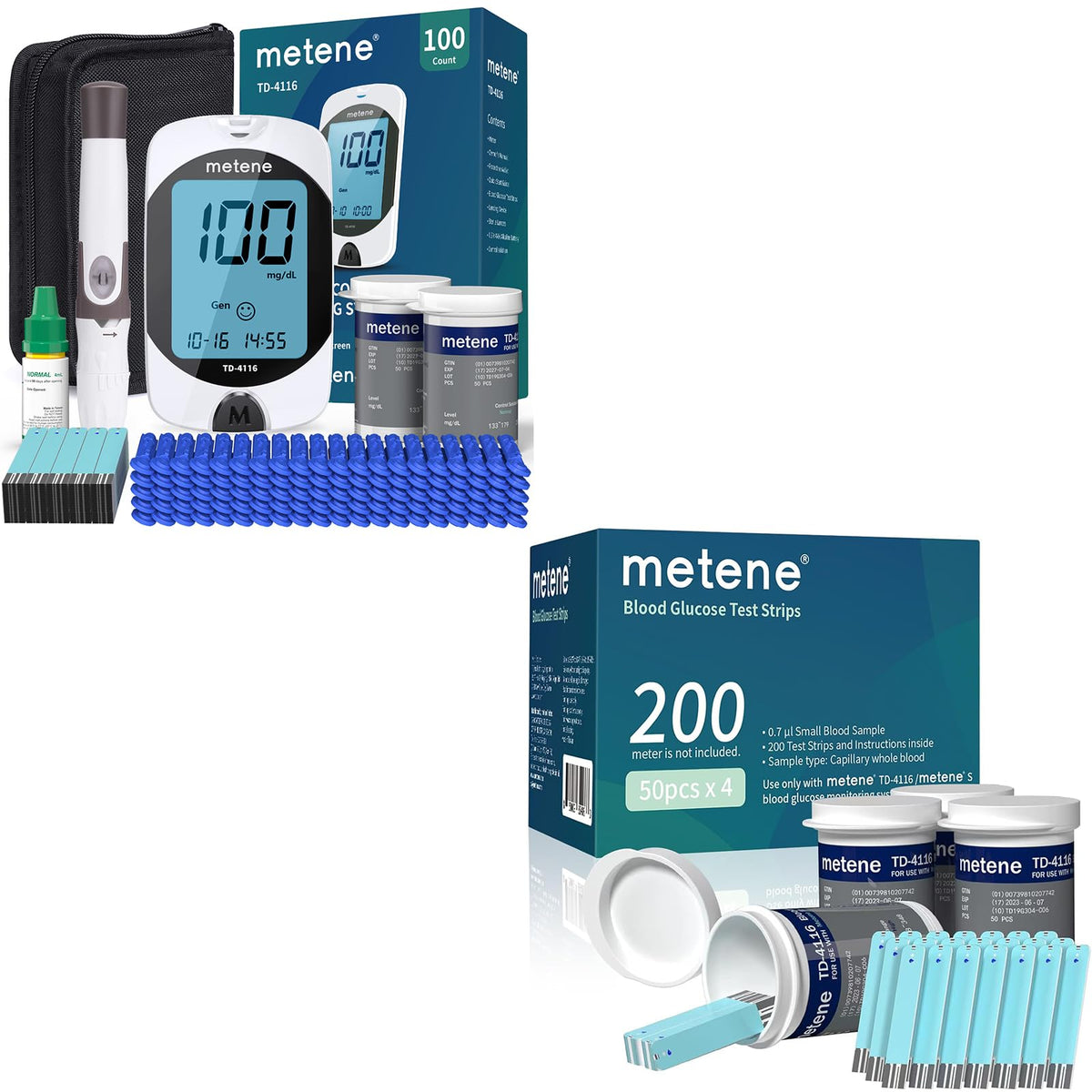 Blood Glucose Monitor Kit & 200 Test Strips J652655