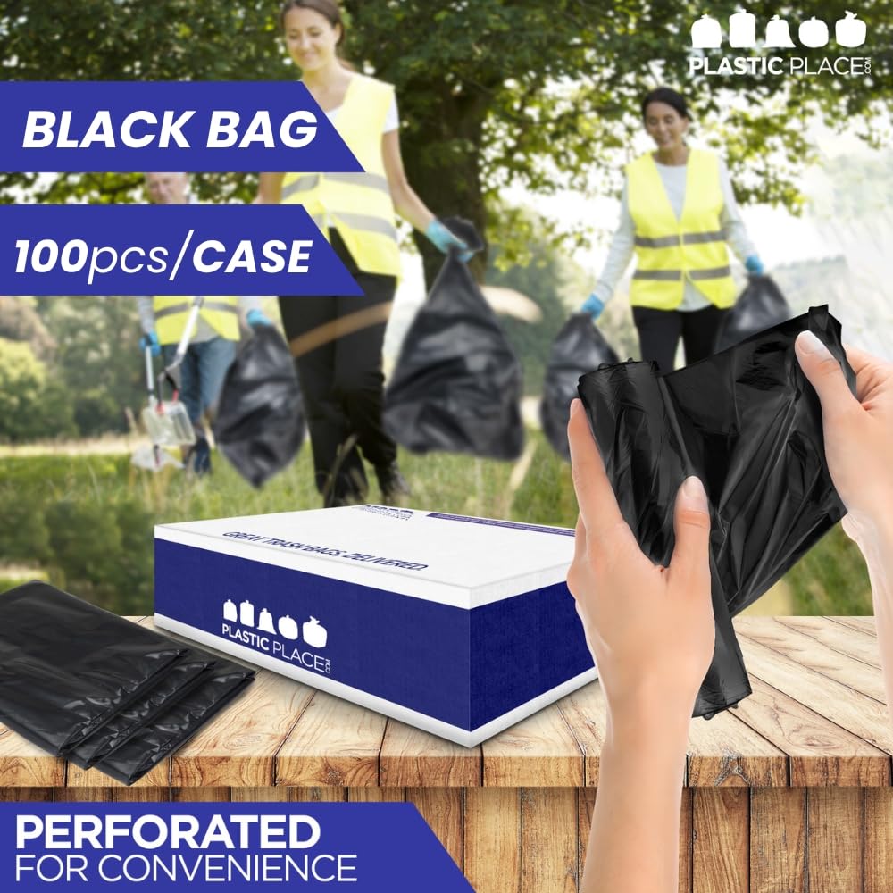 Heavy Duty Black 40-45 Gallon Trash Bags 100 Count 1.5 Mil K159136