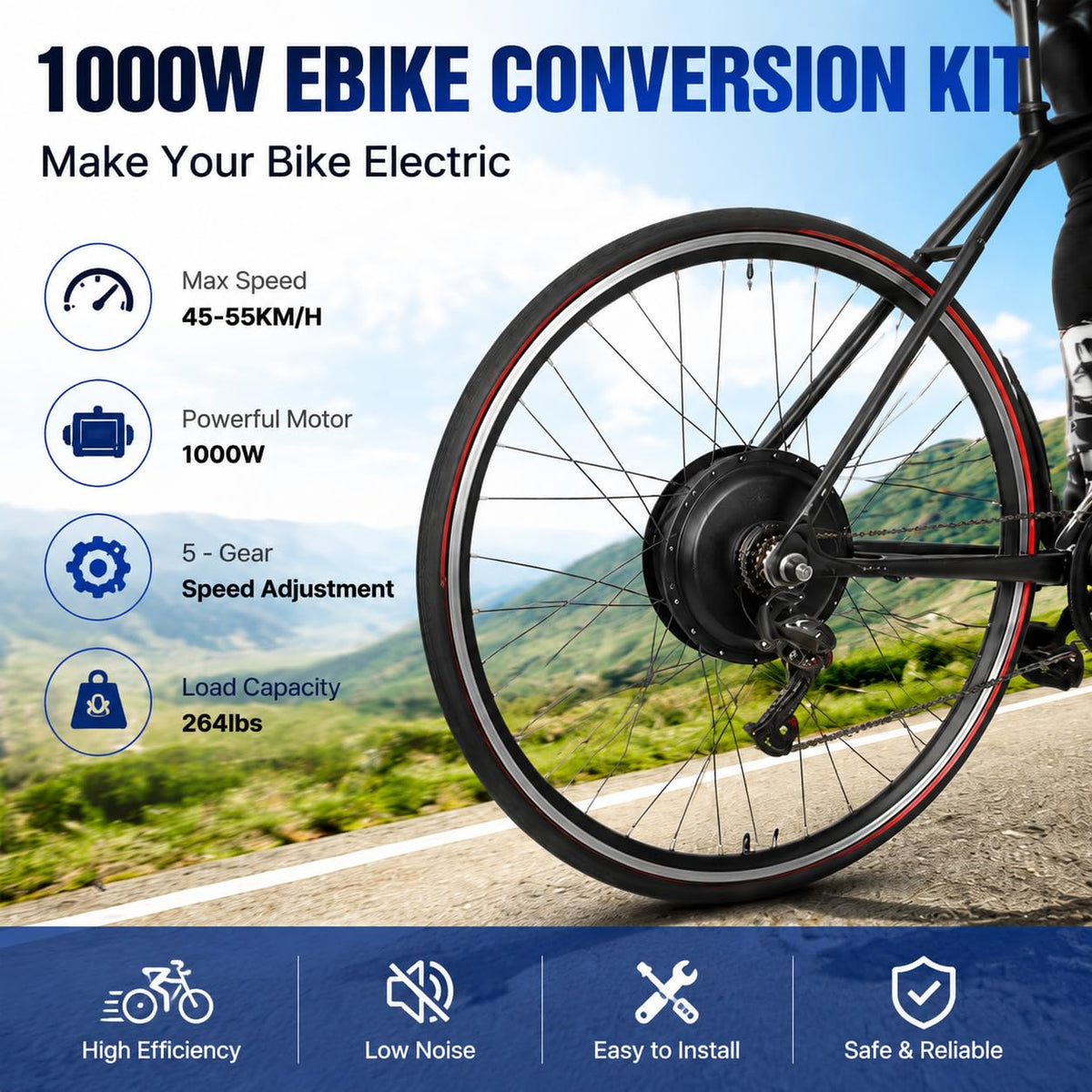 48V 1000W Brushless Front Wheel Electric Bike Conversion Kit E658617