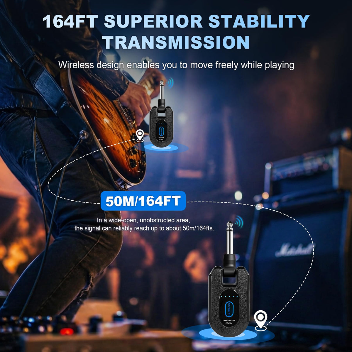 Wireless Guitar System 2.4GHz for Electric Guitar Bass J979
