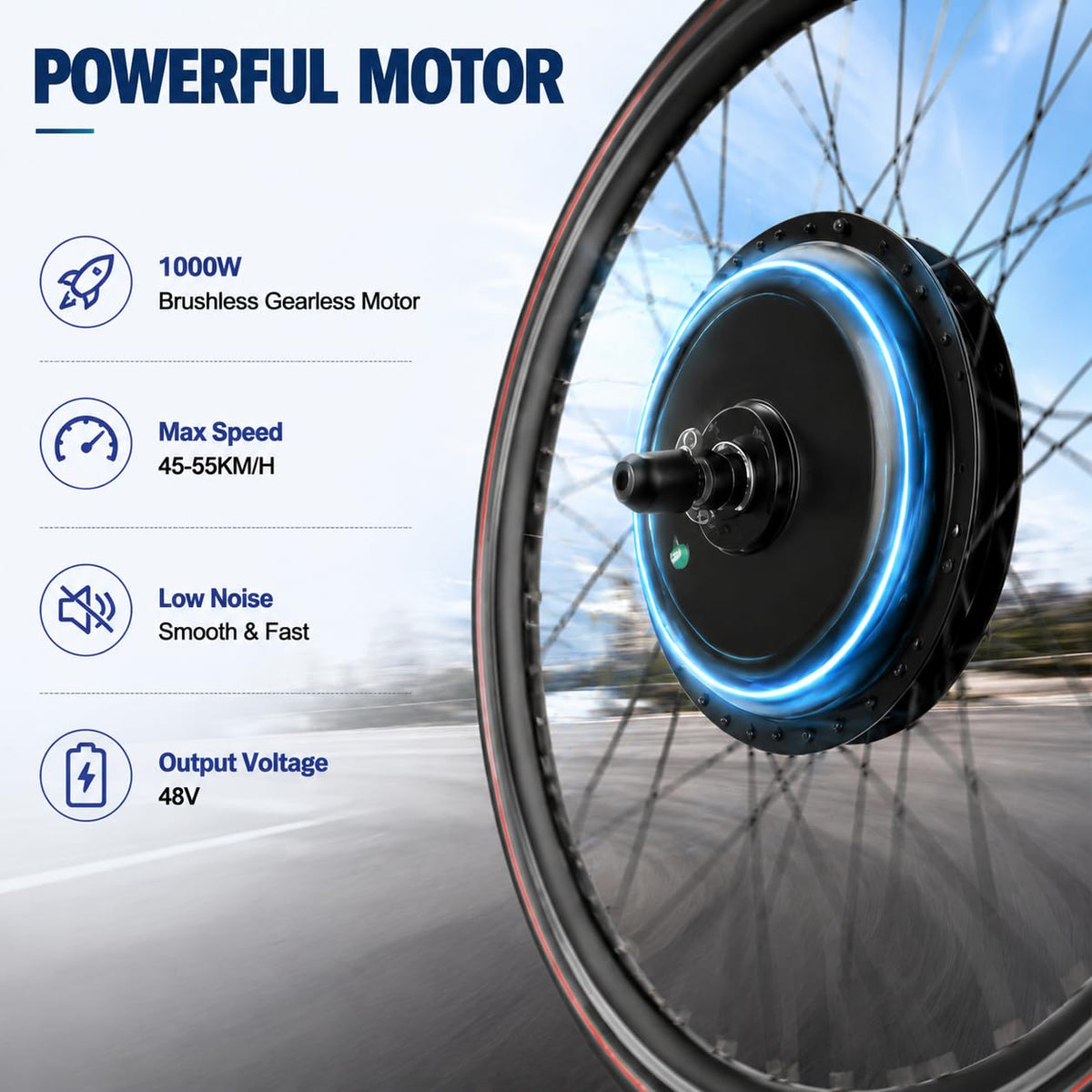48V 1000W Brushless Front Wheel Electric Bike Conversion Kit E658617