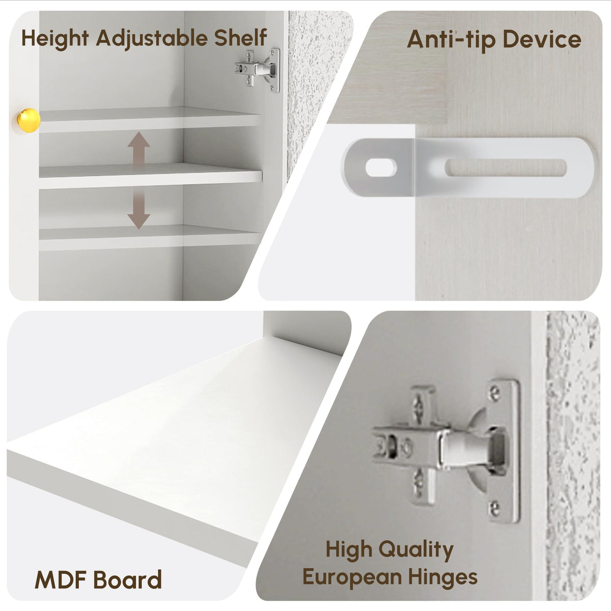 White Over The Toilet Storage Cabinet with Acrylic Doors and Adjustable Shelf I352363