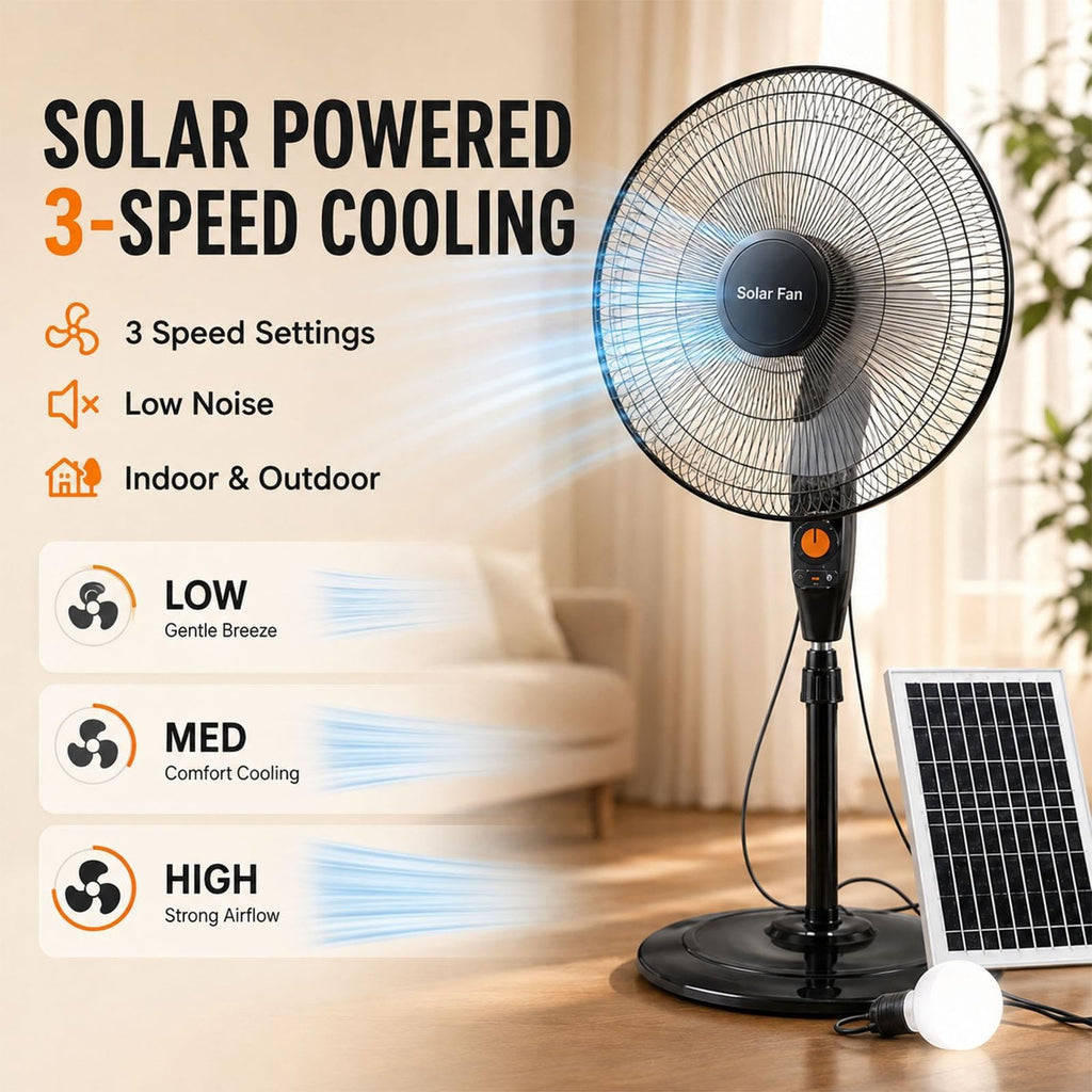 16 Inch Rechargeable Pedestal Fan with Solar Panel G351766