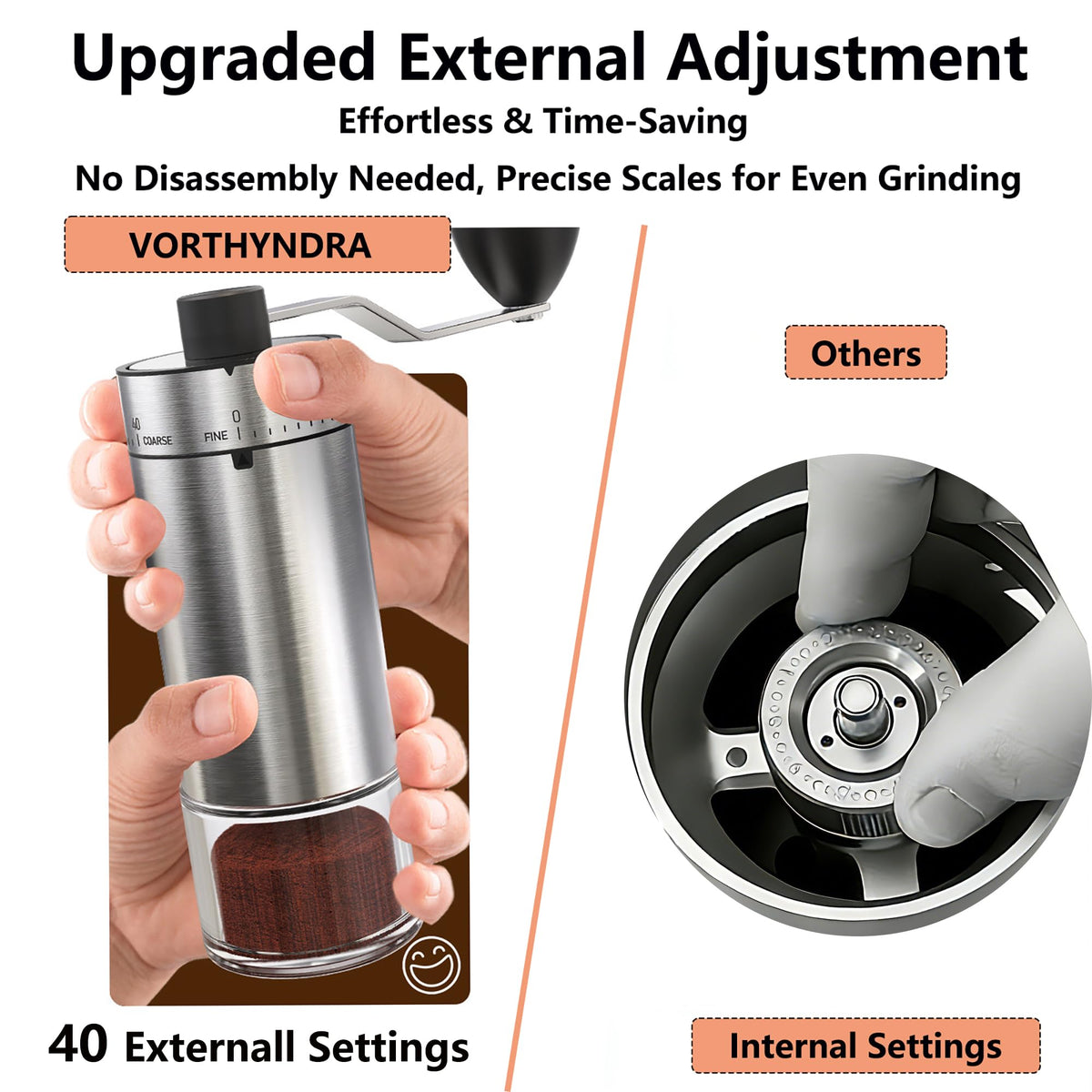 Manual Coffee Bean Grinder with Ceramic Conical Burr V9816