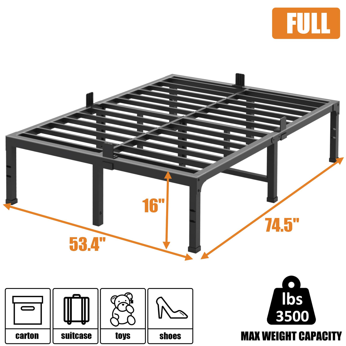 16 Inch Heavy Duty Metal Platform Bed Frame Full Size M795718