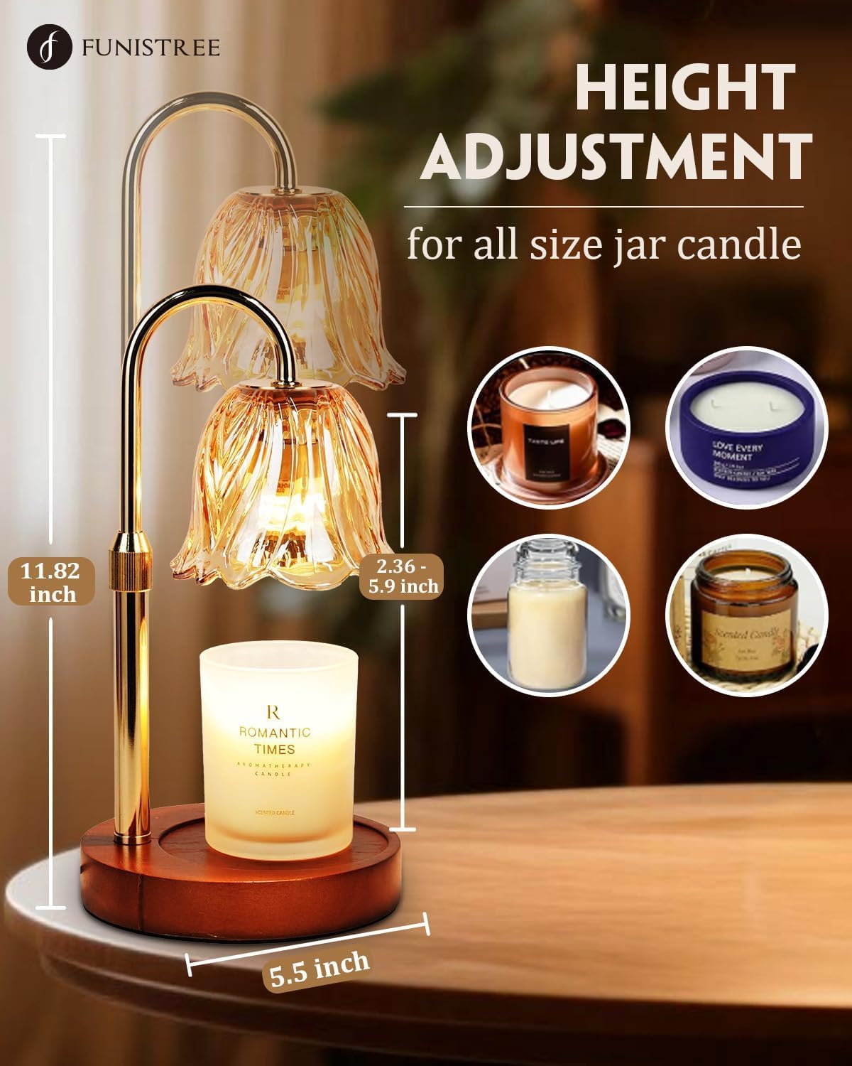Gold Candle Warmer Lamp with Timer & Dimmer W777
