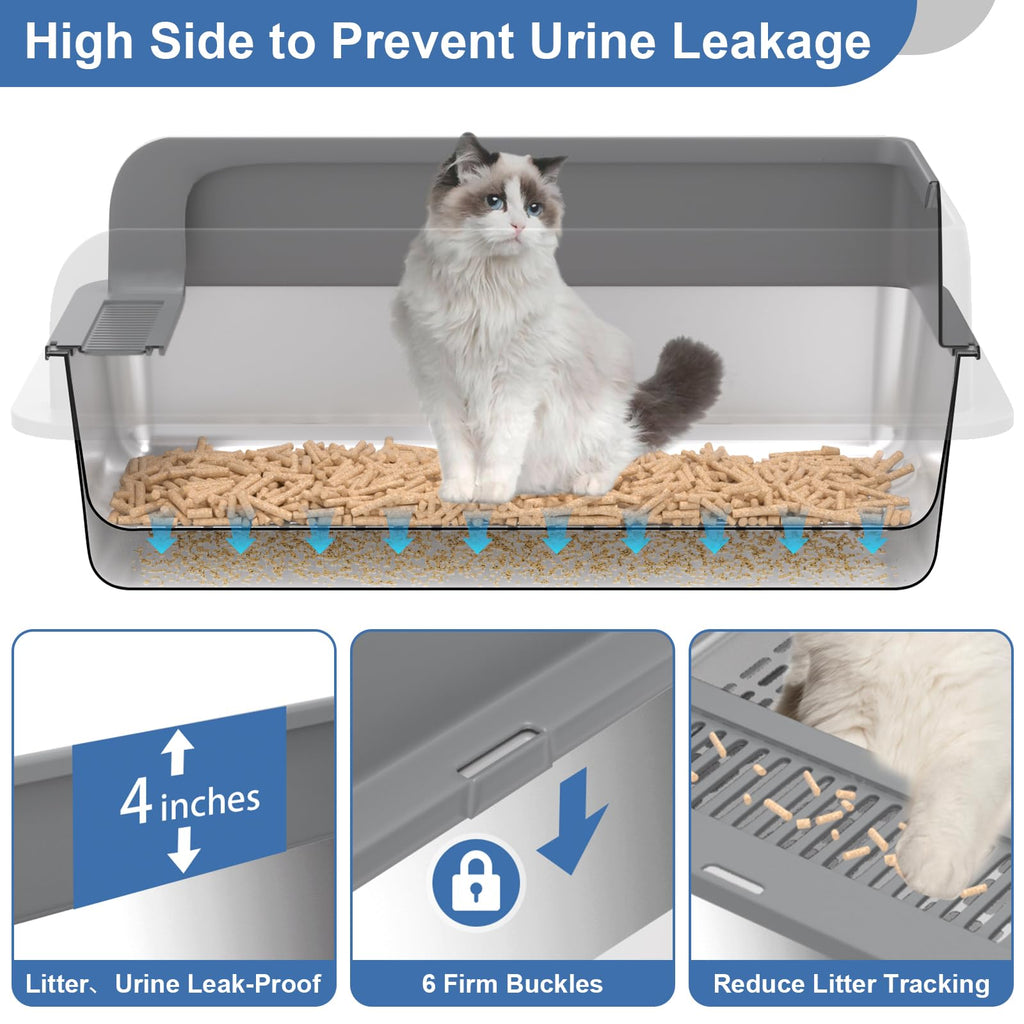XXXL Stainless Steel Sifting Cat Litter Box with Lid S6951