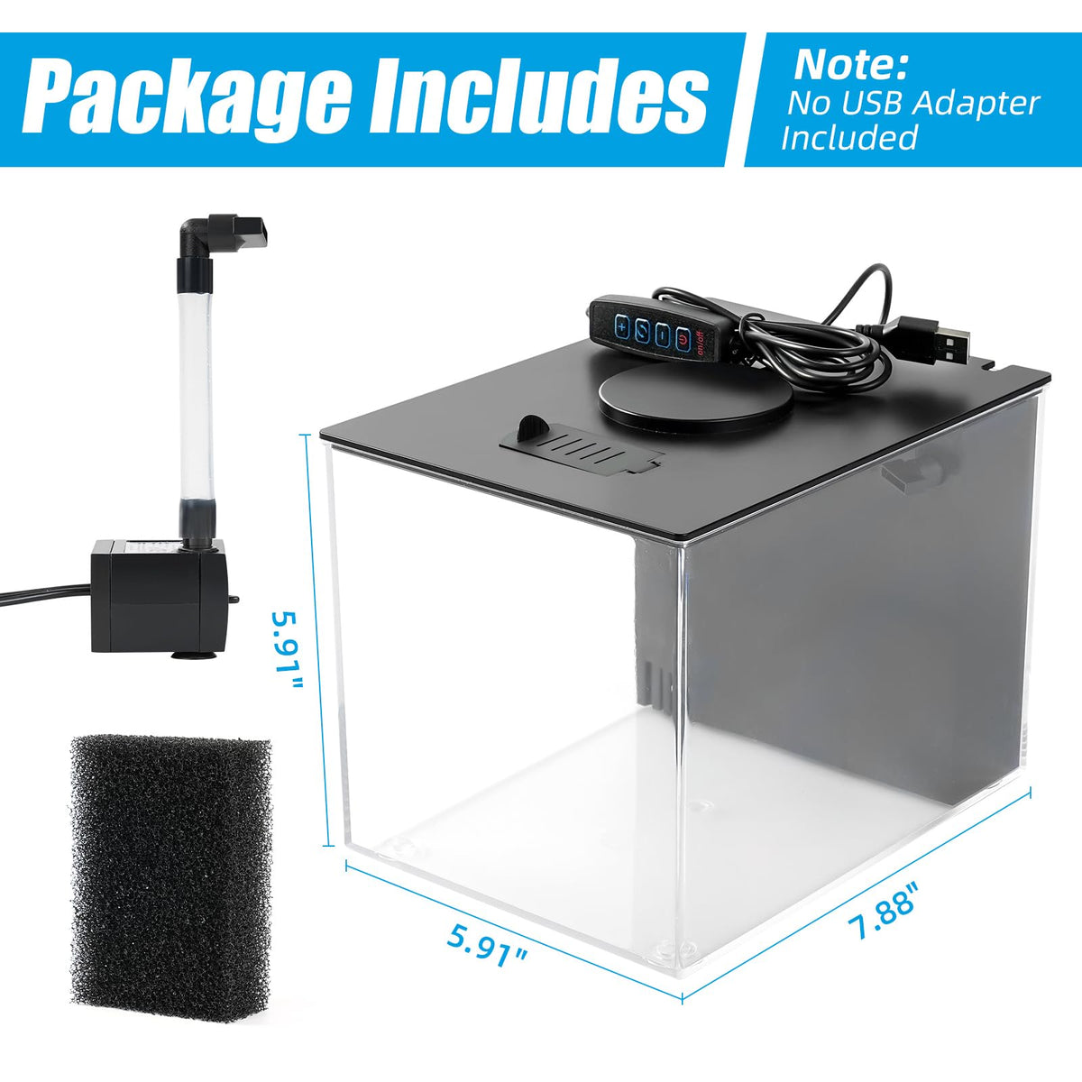 1 Gallon Betta Fish Tank with LED Light and Water Filter Pump V45301