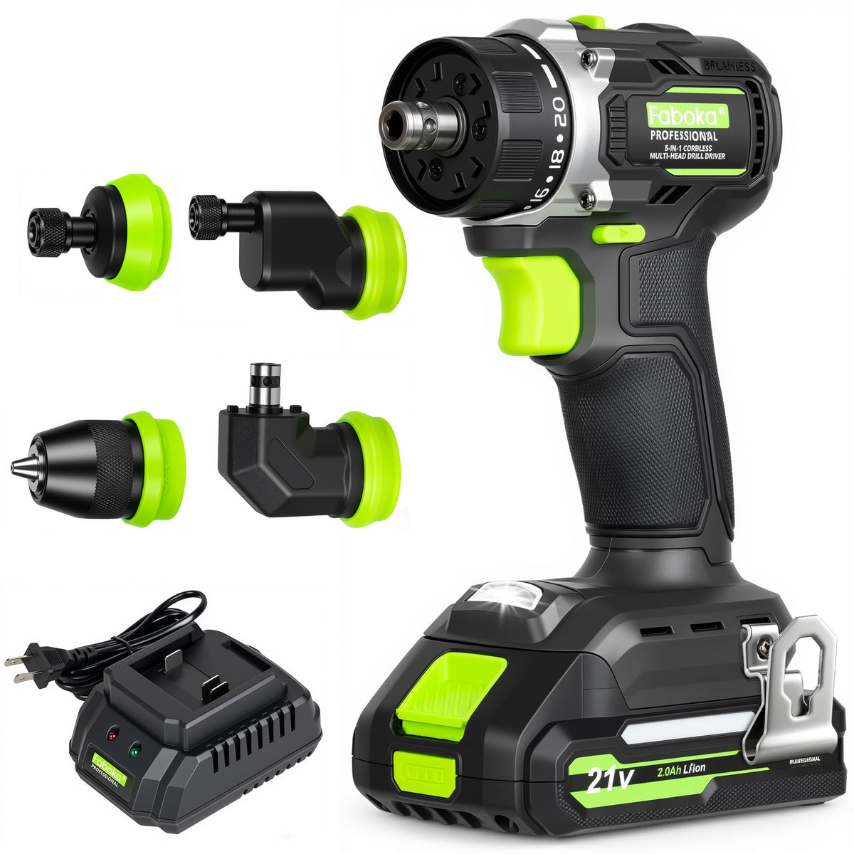 21V Cordless Brushless Multi-Head Drill Driver Kit P620161