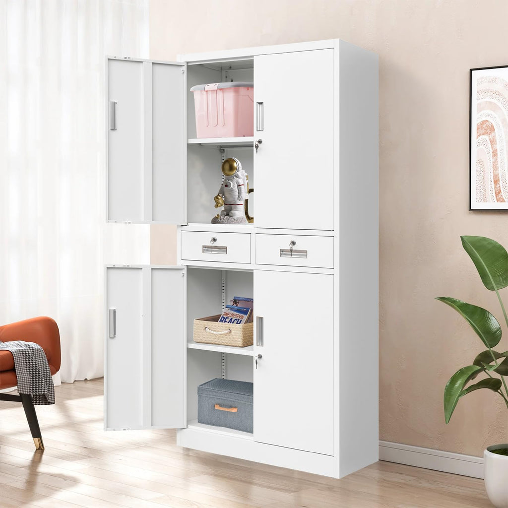 Metal Storage Cabinet with Adjustable Shelves and Drawers F728296