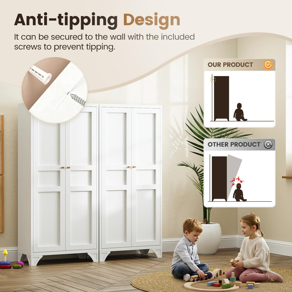 White Kitchen Pantry Storage Cabinet 61" U138