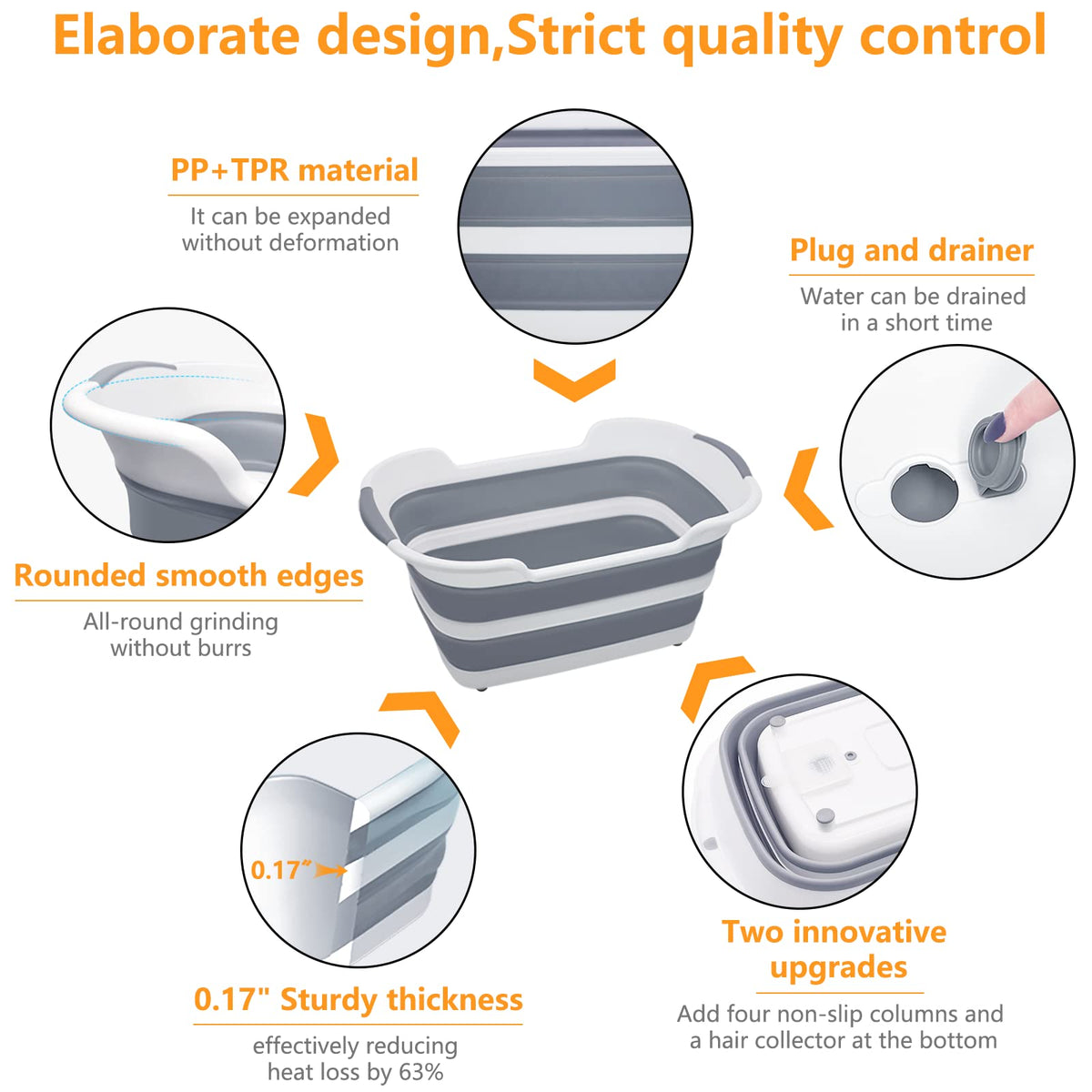 27L Collapsible Pet Bathtub with Drainage Hole V7530
