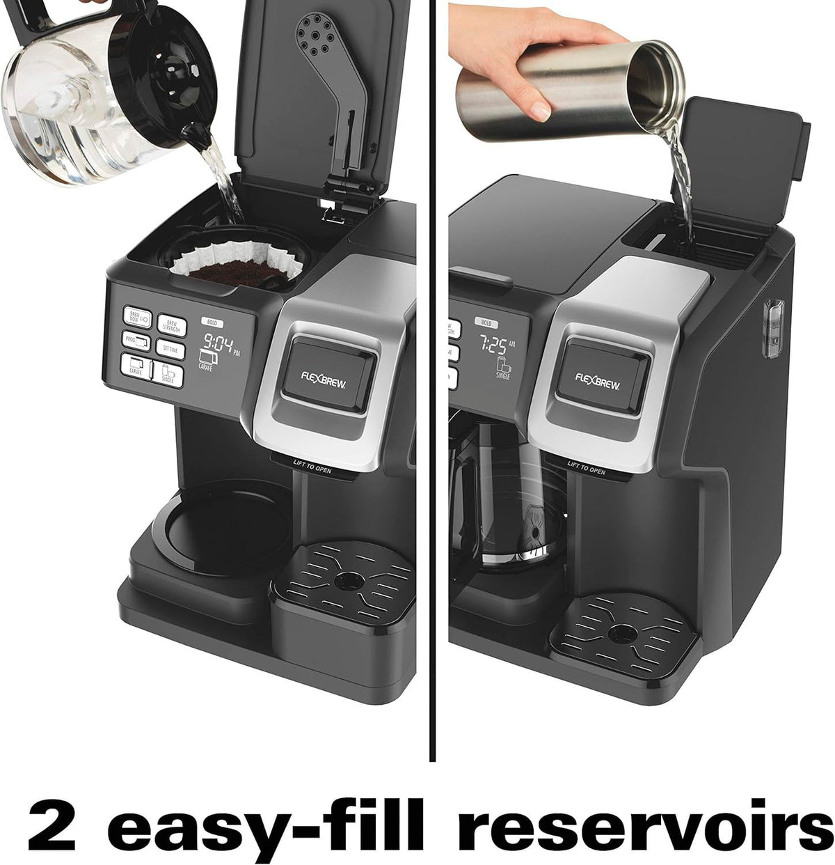12 Cup Programmable Coffee Maker & Single Serve Drip Coffee Machine, 2-in-1 Automatic Coffee Brewer with Glass Carafe, Reusable Filter, Digital Timer and Warming Plate - Black/Silver K1452