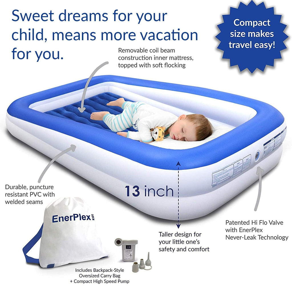 Kids Inflatable Travel Bed with High Speed Pump, Blue P181