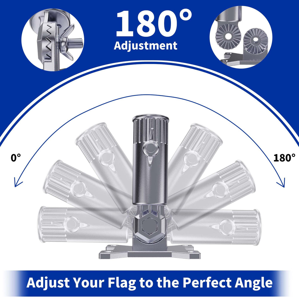 Flag Pole Holder, 316 Stainless Steel, 180° Adjustable Q5816