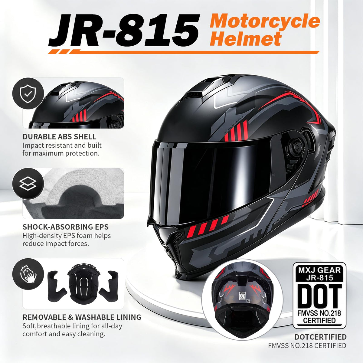 Dual Visor Flip up Modular Full Face Motorcycle Helmet B26187
