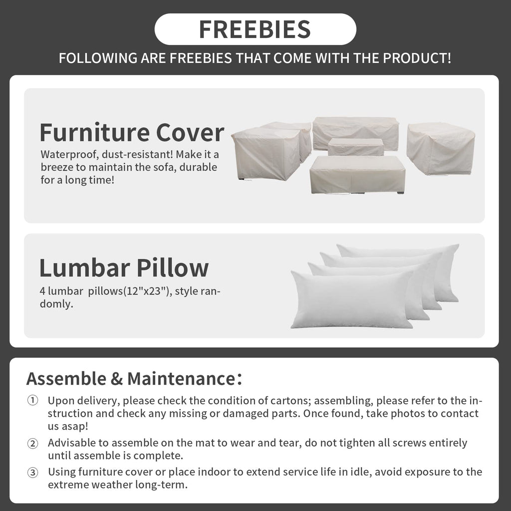7 Piece Light Grey Cushions Patio Furniture Set with Storage Table Q997445