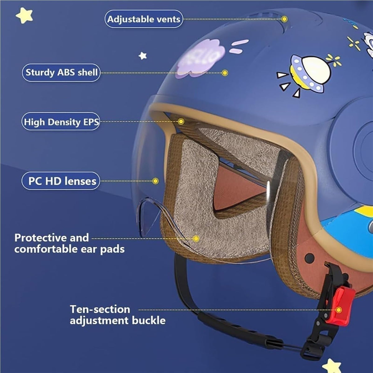 DOT Approved Kids 3/4 Motorcycle Half Helmet U390123