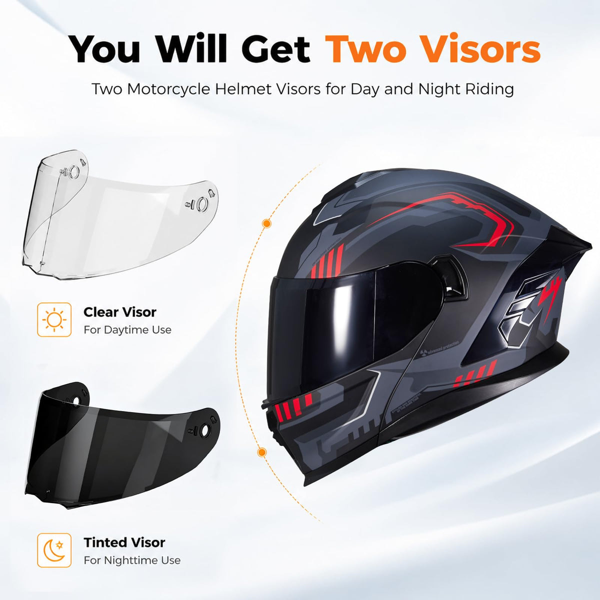 Dual Visor Flip up Modular Full Face Motorcycle Helmet B26187
