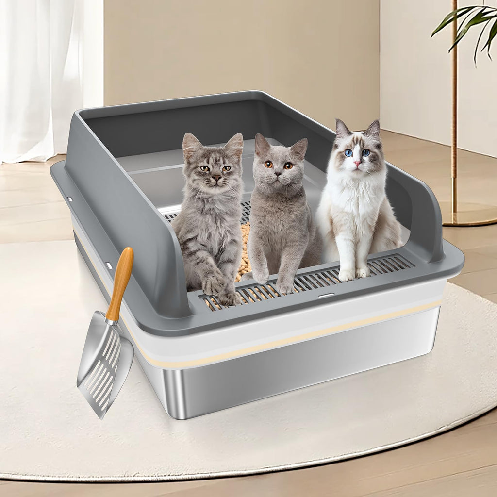 XXXL Stainless Steel Sifting Cat Litter Box with Lid S6951