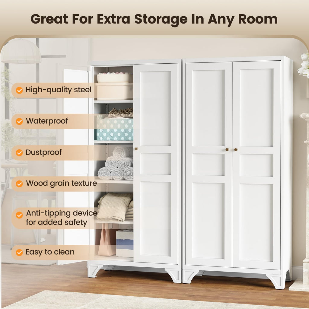 White Kitchen Pantry Storage Cabinet 61" U138