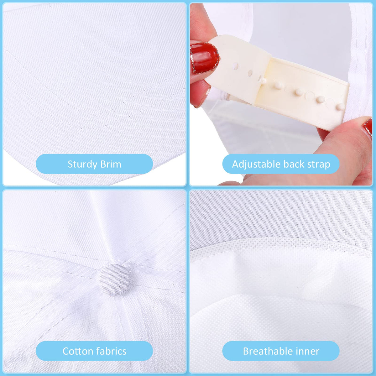 30 Pcs White Blank Baseball Caps C107