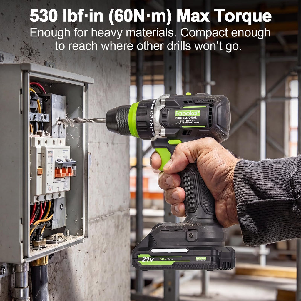 21V Cordless Brushless Multi-Head Drill Driver Kit P620161