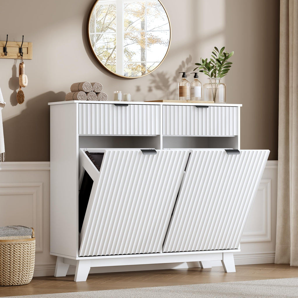 10 Gallon Tilt Out Trash Can Cabinet with Storage Drawer L50255