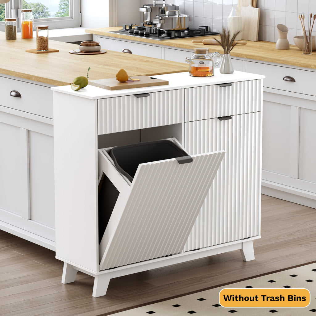 10 Gallon Tilt Out Trash Can Cabinet with Storage Drawer L50255