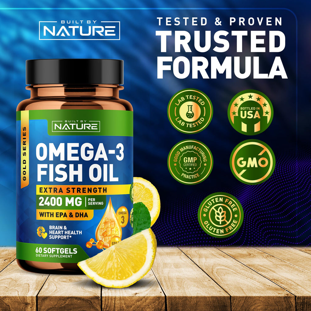 Omega 3 Fish Oil Soft Gels 2400 mg 60 Softgels D78979