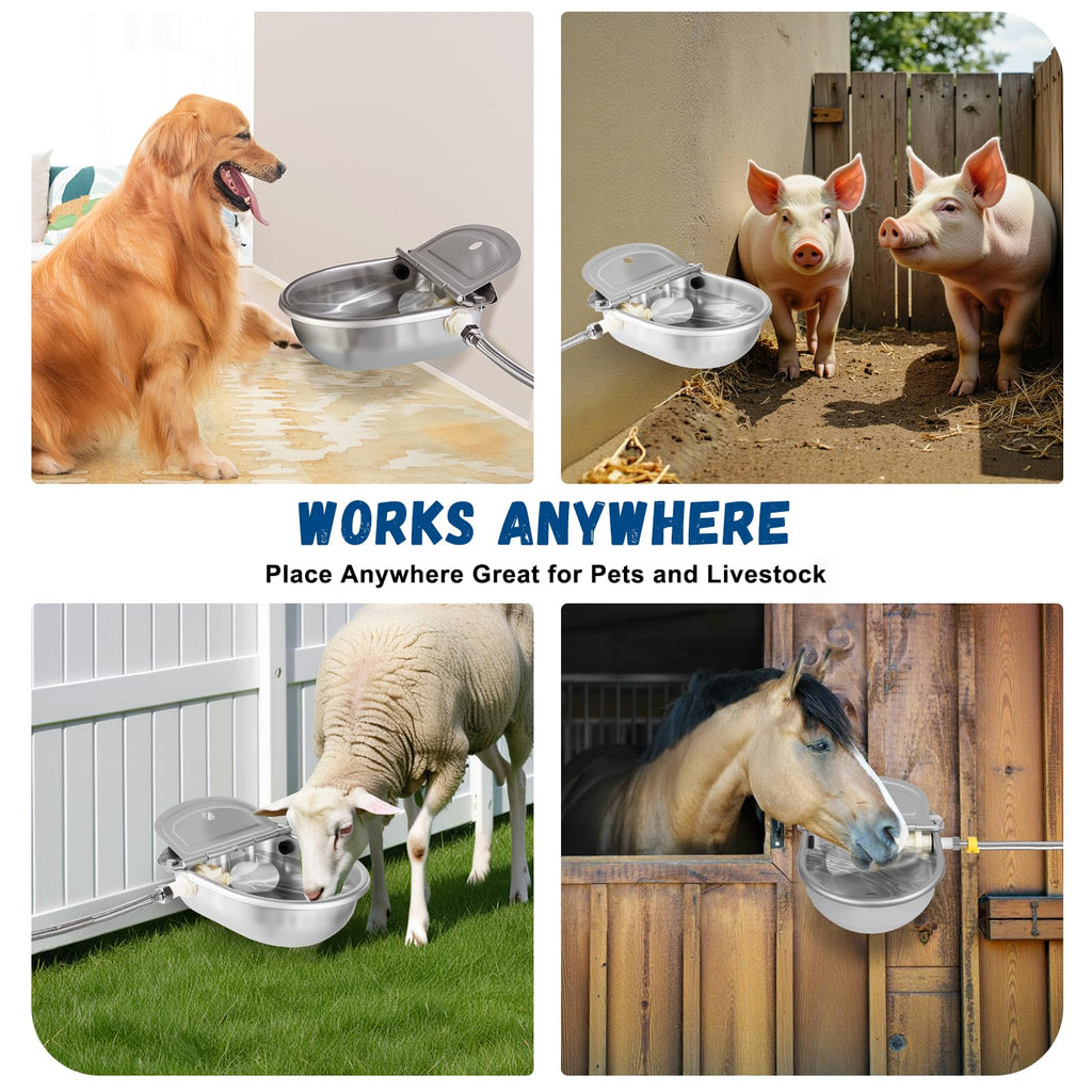 Automatic Chicken Waterer 304 Steel Poultry Water Dispenser B86616