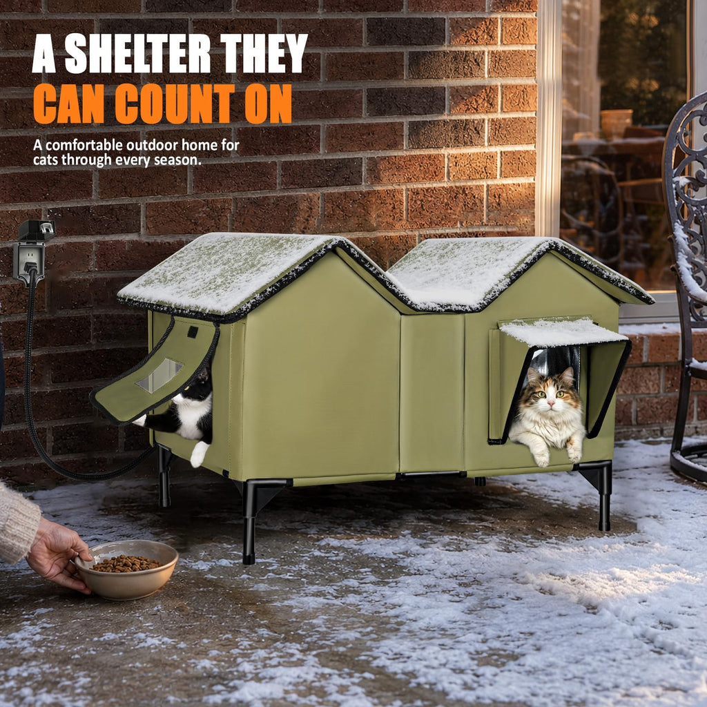 Weatherproof Outdoor Heated Cat House S75546