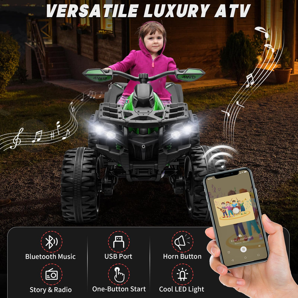 Green 24V 4 Wheeler ATV with Remote Control C32784