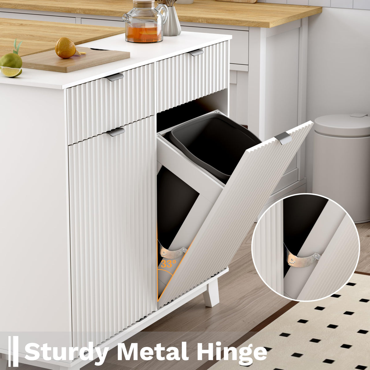 10 Gallon Tilt Out Trash Can Cabinet with Storage Drawer L50255