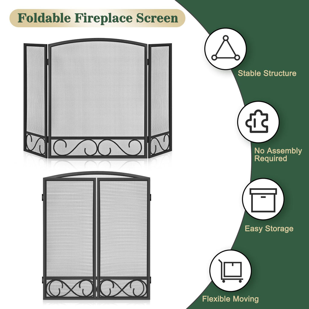 3 Panel Wrought Iron Fireplace Screen P71416