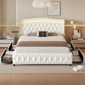 White Full Size Bed Frame with 4 Storage Drawers E4294