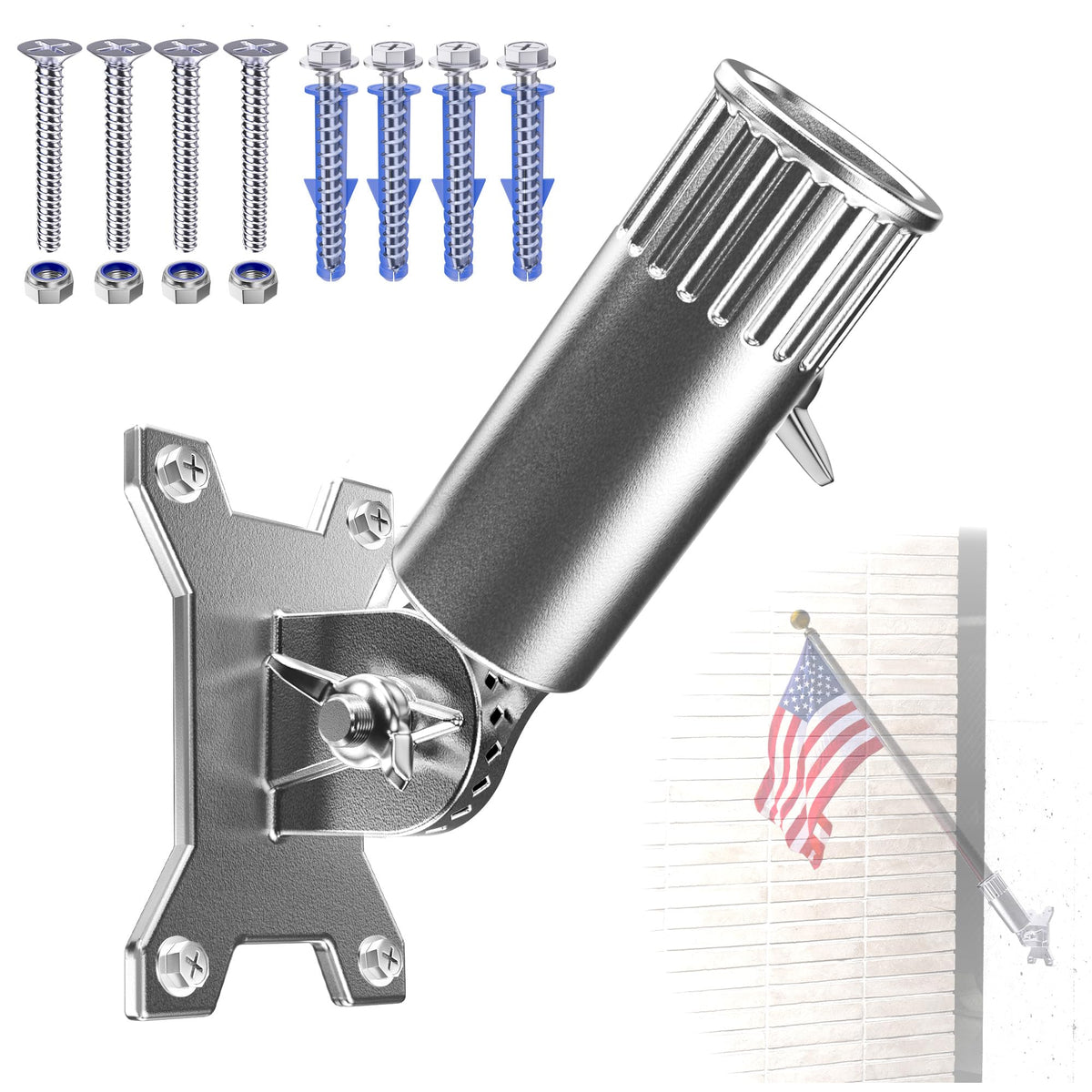 Flag Pole Holder, 316 Stainless Steel, 180° Adjustable Q5816