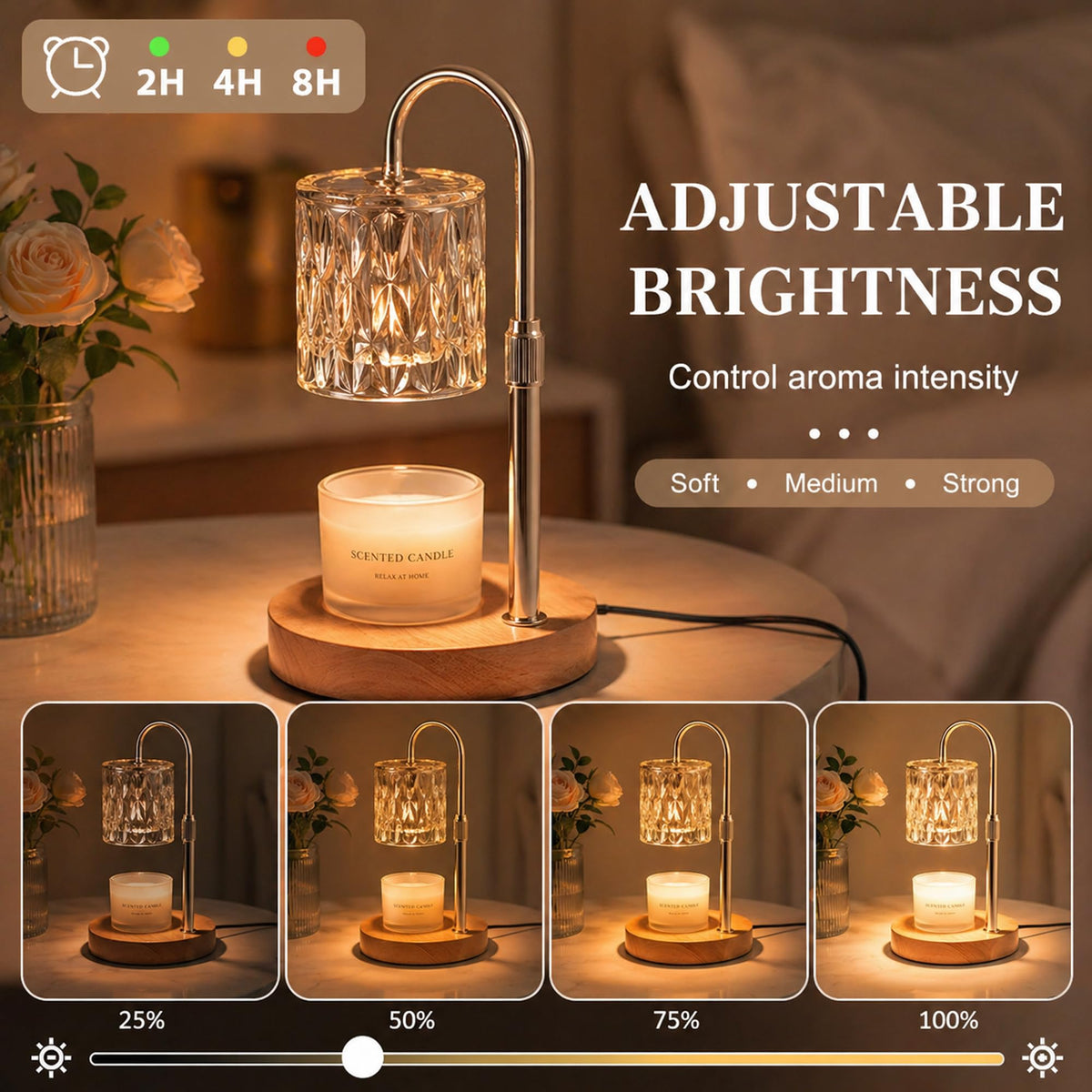 Candle Warmer Lamp with Timer Dimmable Adjustable Height H5716