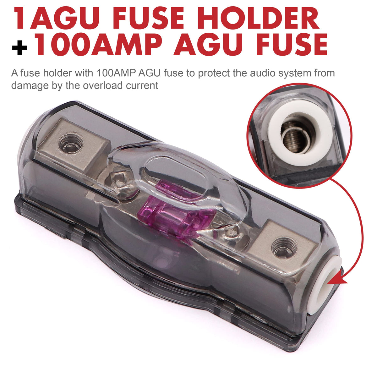 0 Gauge 3000W Amp Wiring Kit with 100A AGU Fuse I4322