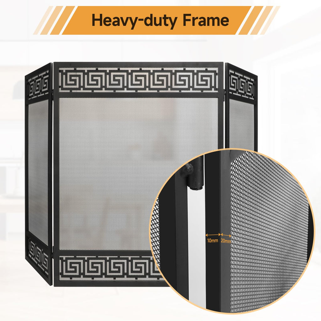 50"x32" 3 Panel Steel Fireplace Screen E400681