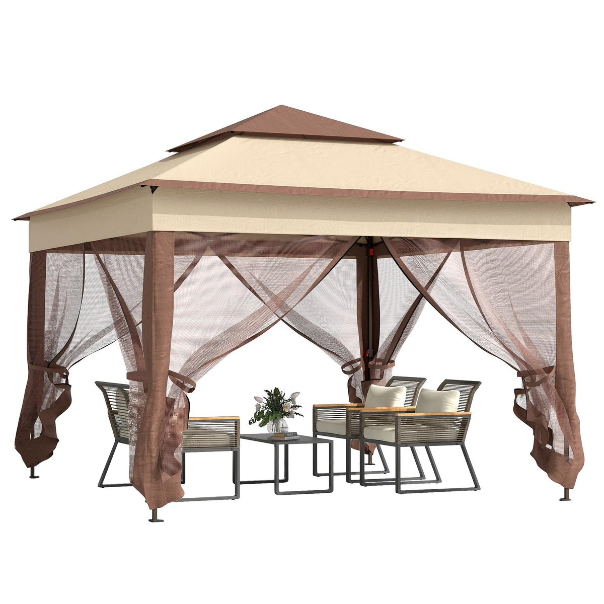 11' x 11' Pop Up Canopy with Removable Zipper Netting K7932