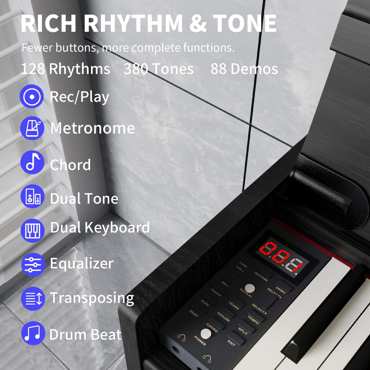 88 Keys Fully Weighted Digital Piano Keyboard L6392
