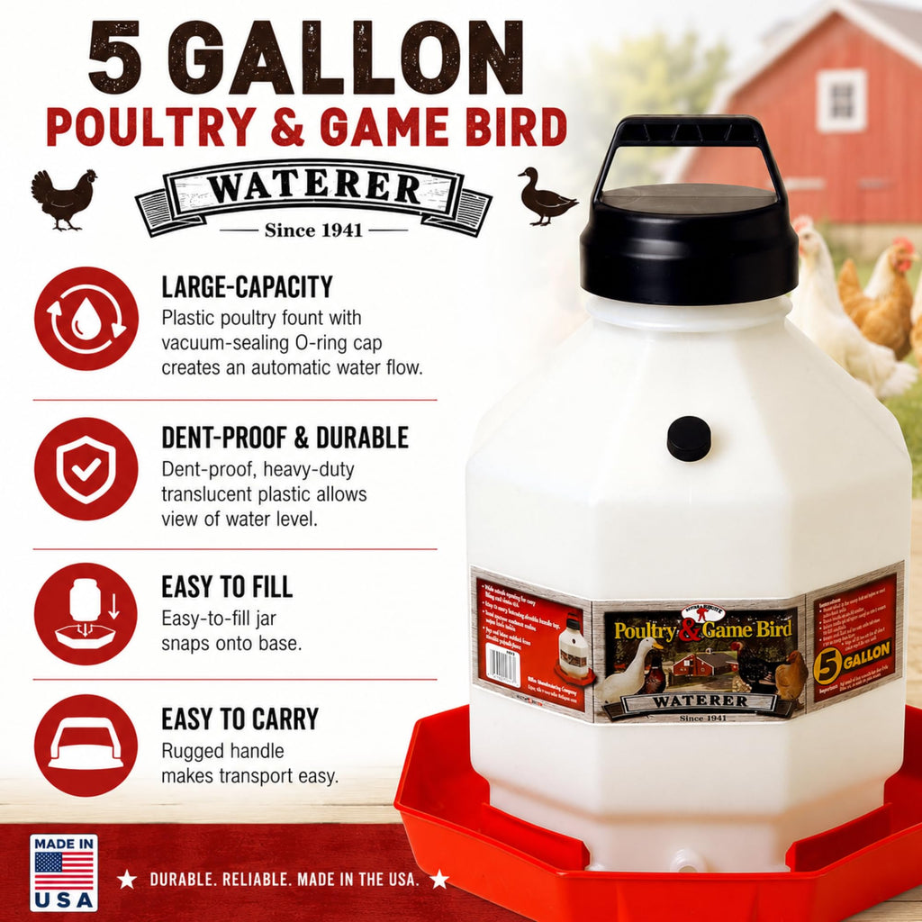 5 Gallon Translucent Plastic Poultry Waterer W474