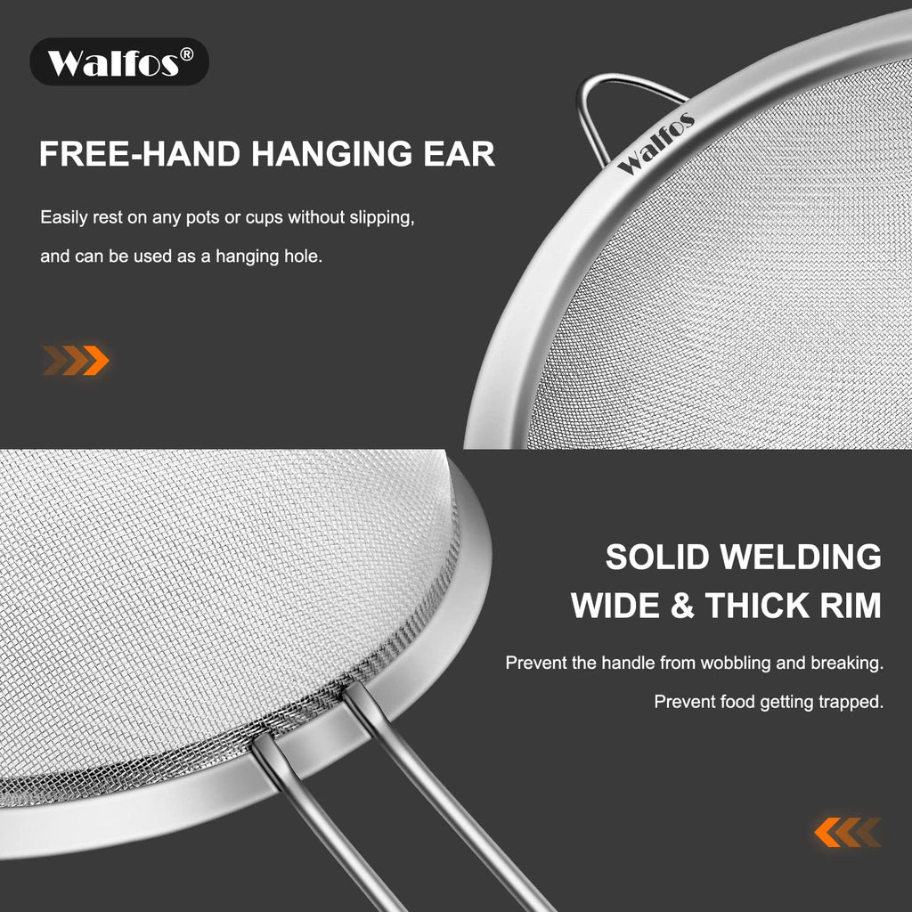 Large Fine Mesh Stainless Steel Strainer Set of 2 Q9245