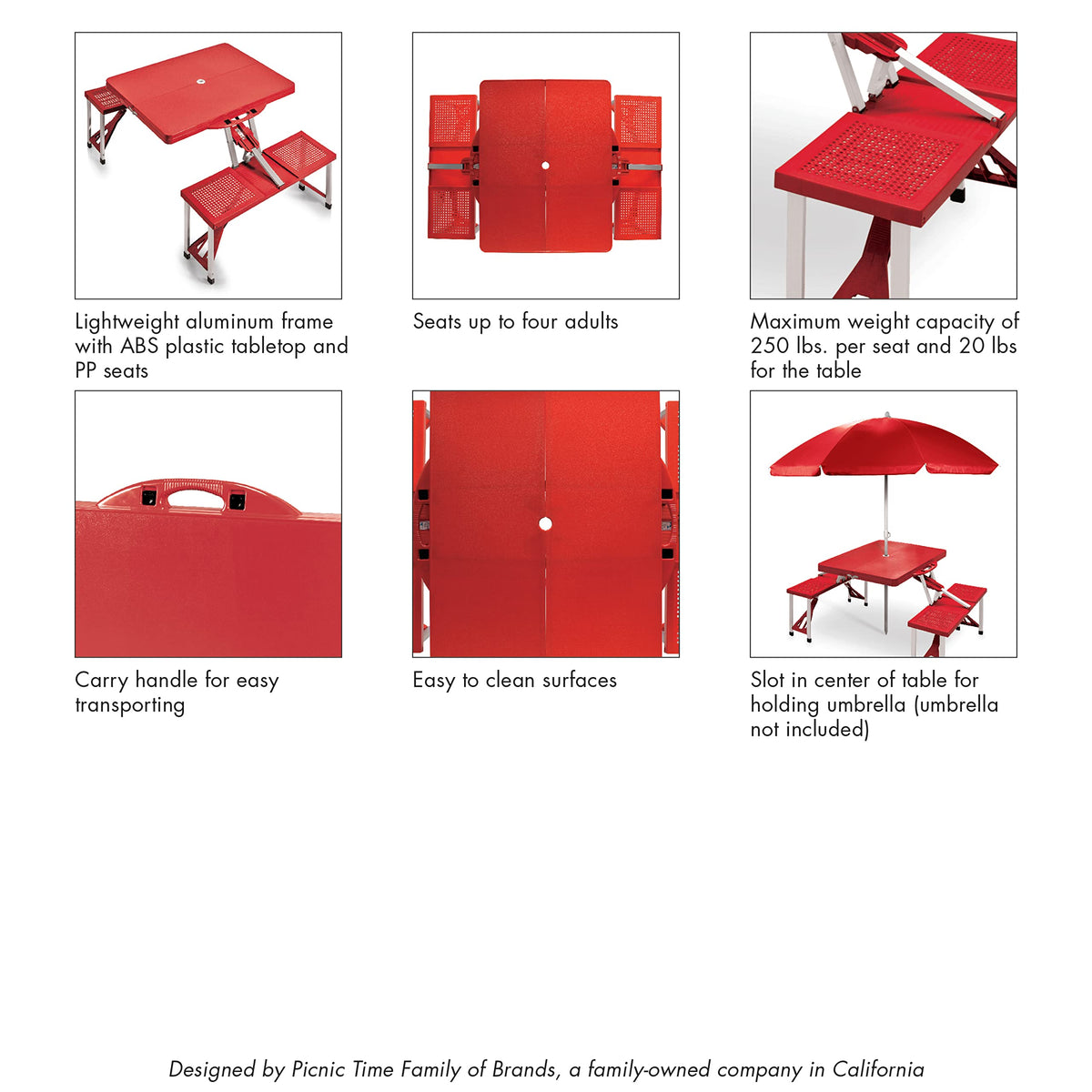 Portable Folding Picnic Table with Seats for 4 C148