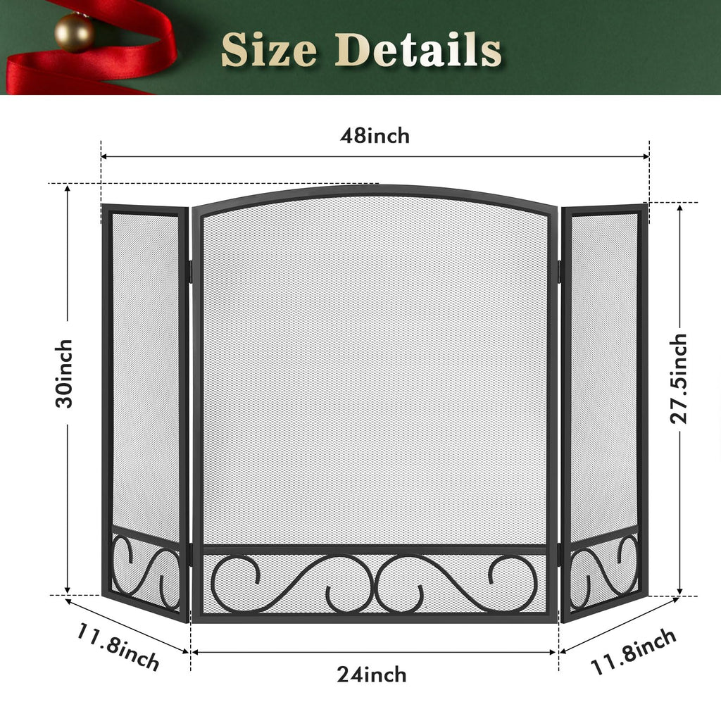3 Panel Wrought Iron Fireplace Screen P71416