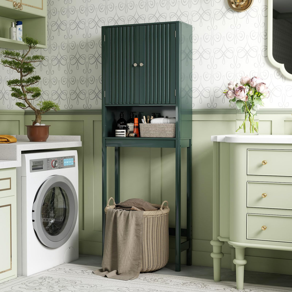 Over The Toilet Storage Cabinet with Fluted Doors J617243