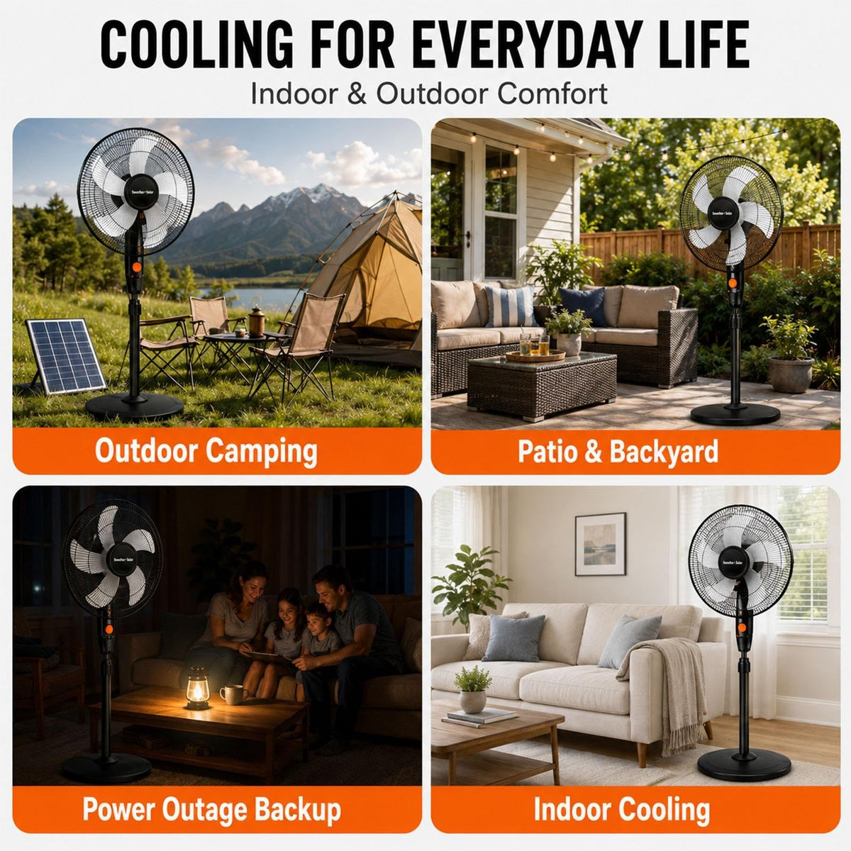 16 Inch Rechargeable Pedestal Fan with Solar Panel G351766